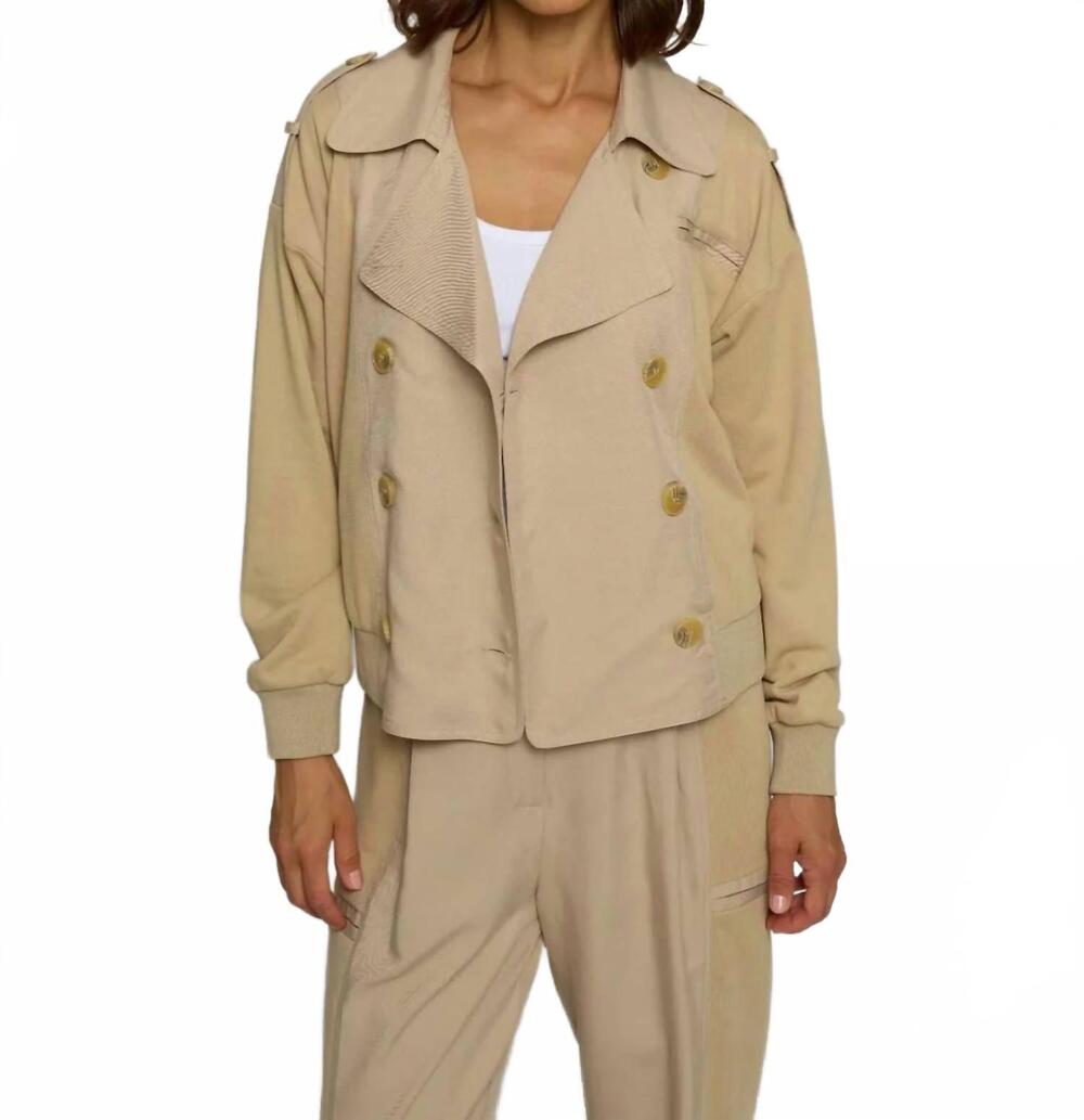 NEW CENTRAL PARK WEST mixed media trench bomber jacket in beige